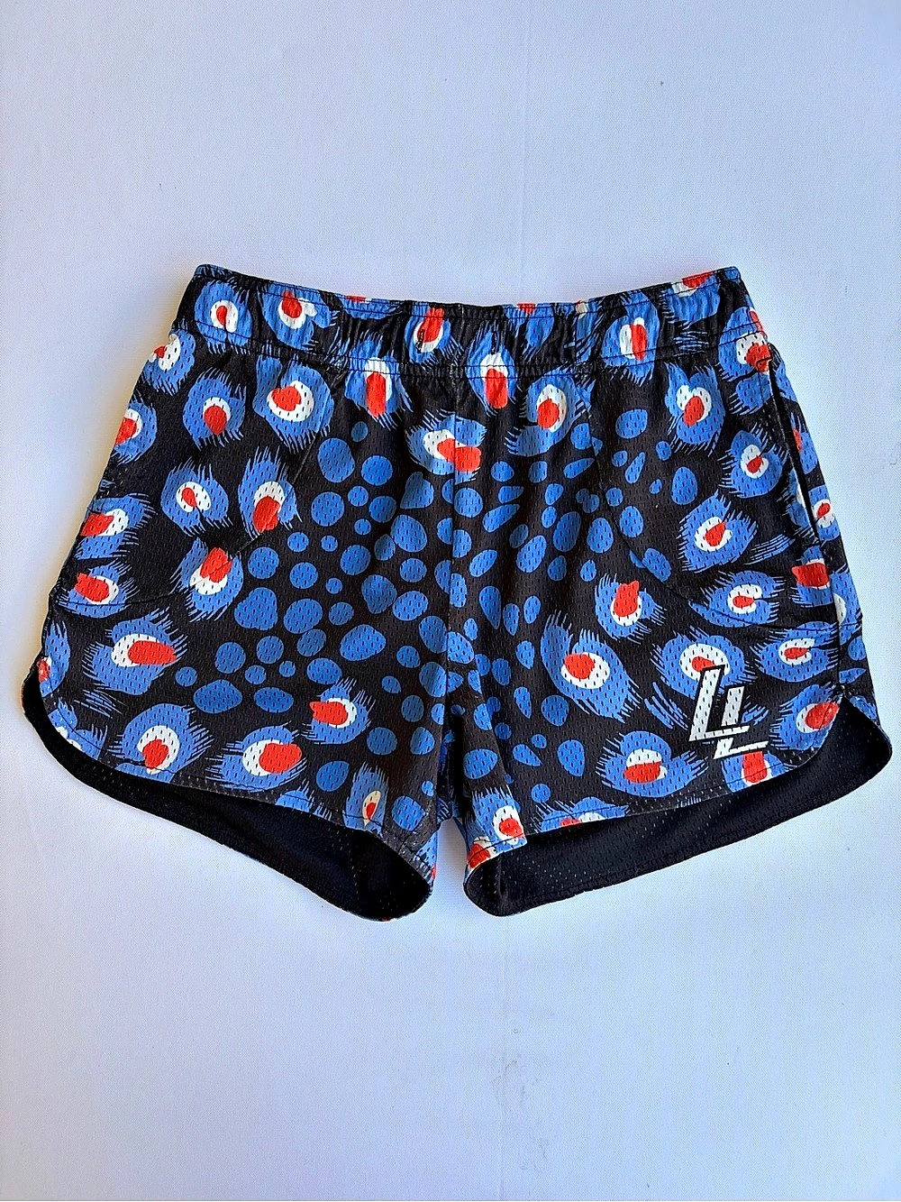 Lumberlegs Ghost Mamba Snake Print Mesh Gym Shorts Black & Blue Medium